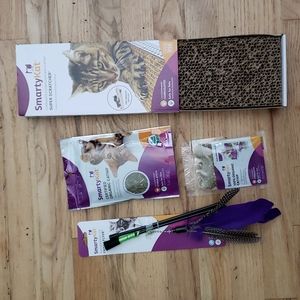 NEW! SmartyKat Cat Scratcher, Catnip. and Feather Toy Bundle